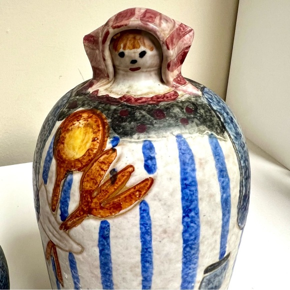 ITALICA ARS 2-piece Vintage MID CENTURY MODIGLIANI POTTERY 8.5” Peasant Women - Picture 2 of 13